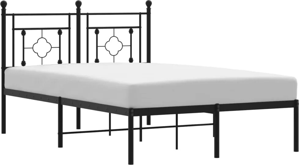 vidaXL fekete fém ágykeret fejtámlával 120 x 190 cm
