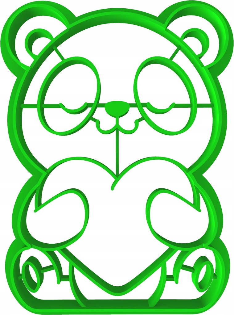 Mézeskalács lyukasztó Nagymama Napja Nagypapa Valentin nap Szív Panda 8cm