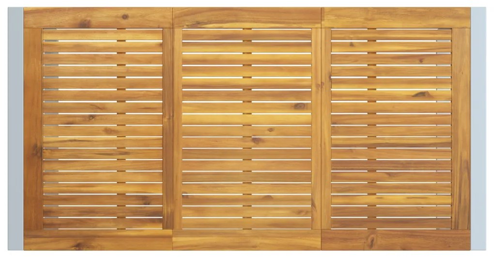 Kültéri Étkezőasztal Szürke 160x80x75 cm Acél és Tömör Akácfa