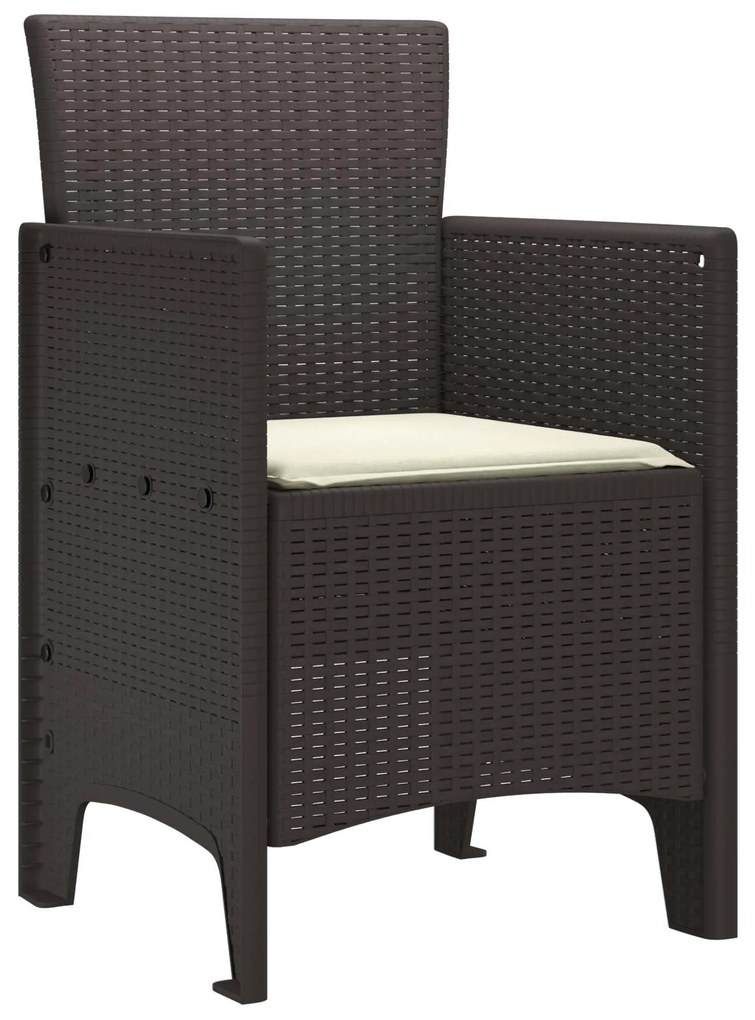 vidaXL Kerti Szék párnával 2 pcs Barna 53 x 49 x 85 cm Polipropilén