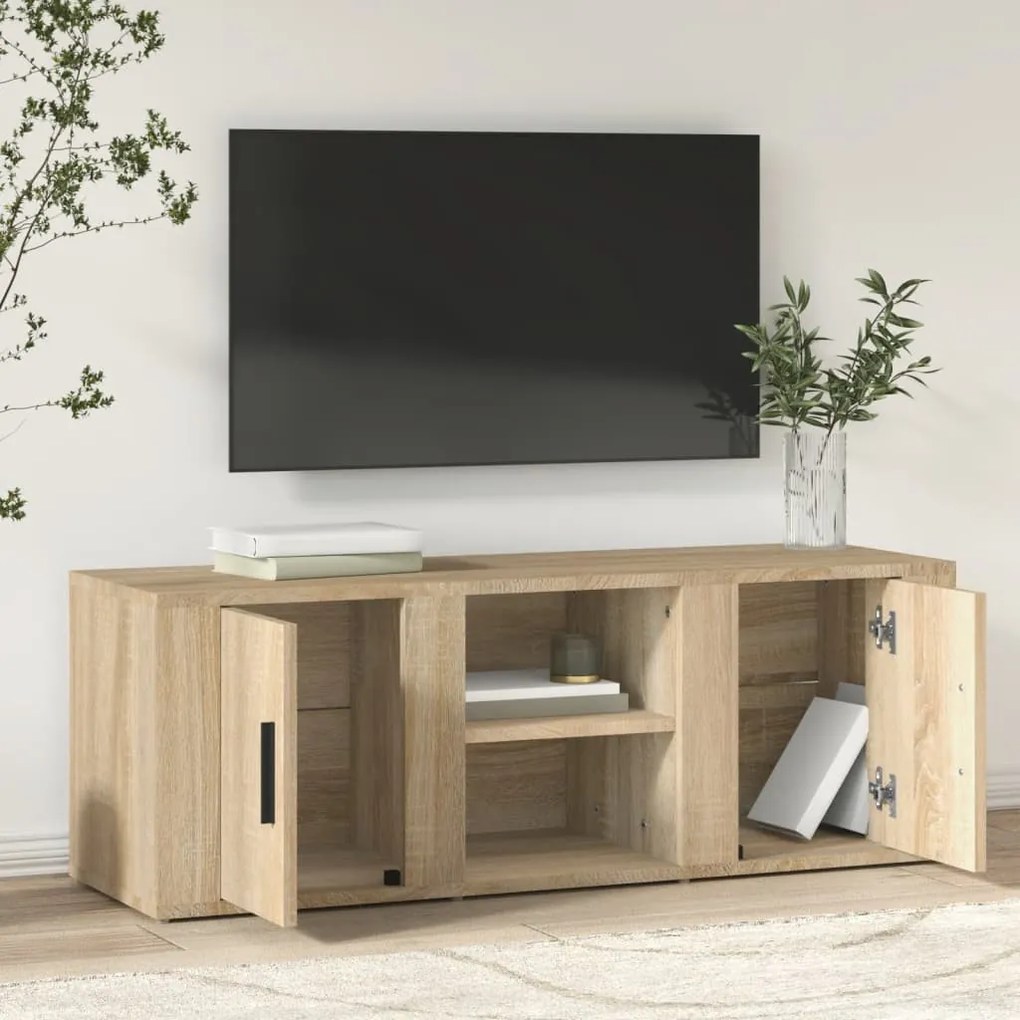 sonoma tölgyszínű szerelt fa TV-szekrény 100x31,5x35 cm