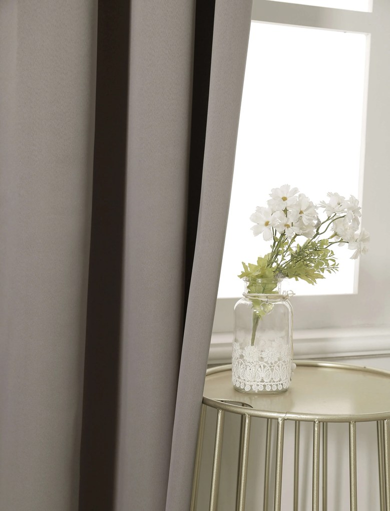 Szürke-barna OXFORD függöny 140x250 cm Felfüggesztés: Fém gyűrűk