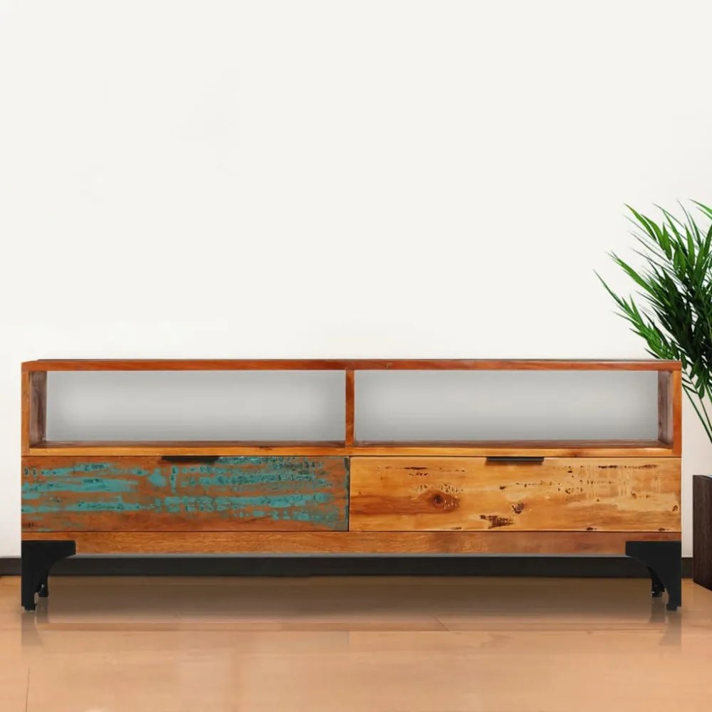 tömör újrahasznosított fa TV-szekrény 118 x 35 x 45 cm