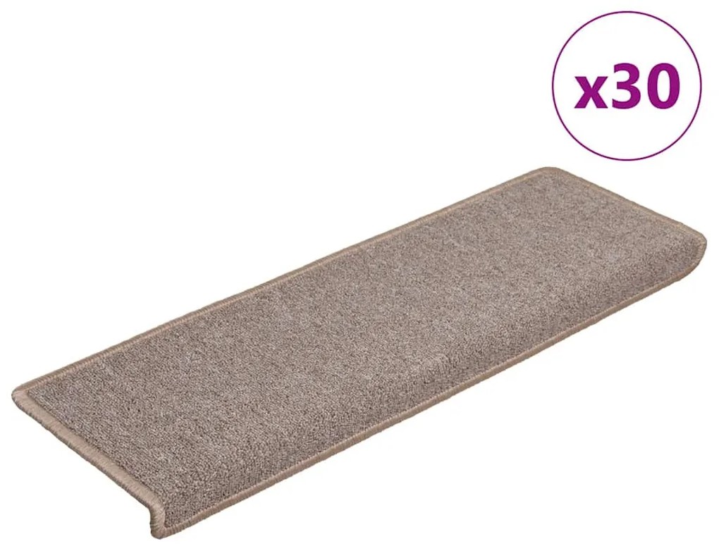 30 db világosbarna, téglalap alakú szélű lépcsőszőnyeg 65 x 21 x 4 cm