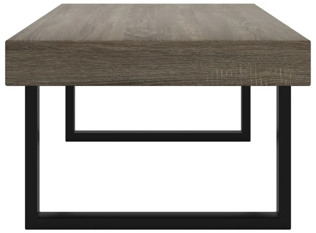 Szürke és fekete MDF és vas dohányzóasztal 120x60x40 cm