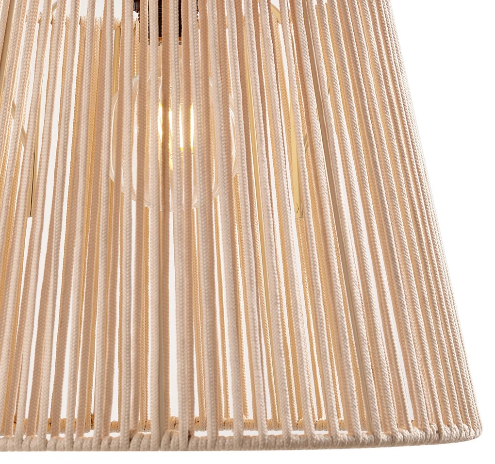 Kültéri függőlámpa fekete bézs kötélárnyékolóval IP44 - Cava Jayla