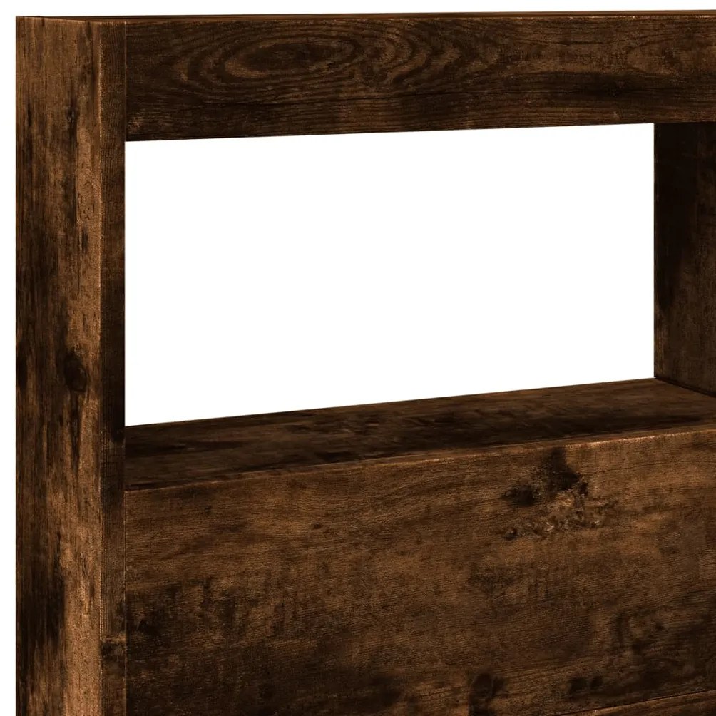füstös tölgy színű áthidalószekrény LED-ekkel 140x17x102 cm