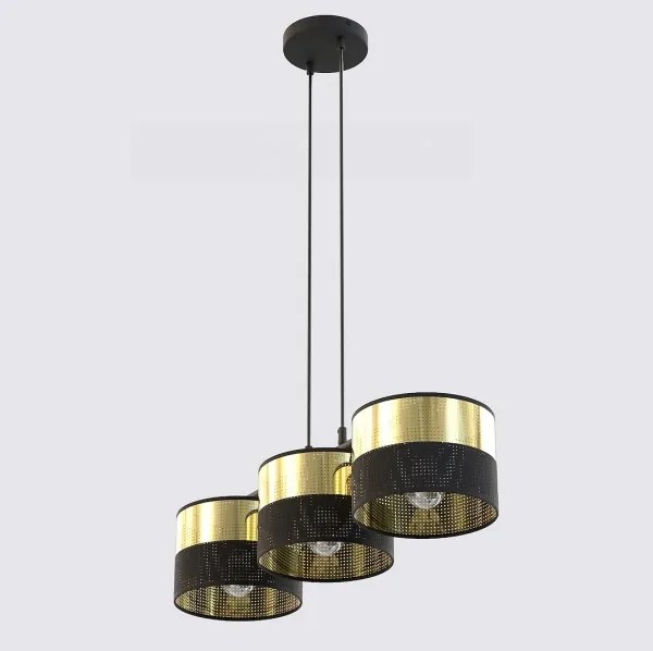 LUX kábeles csillár 3xE27/15W/230V fekete/arany