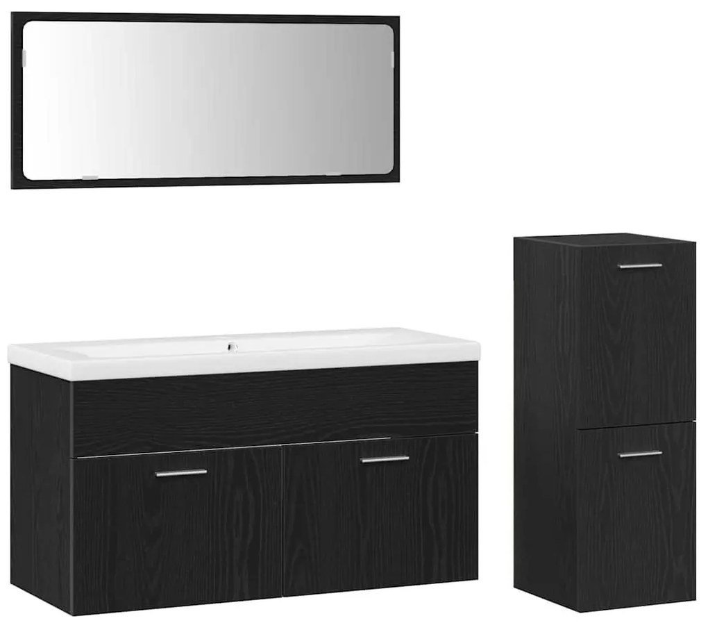 Fürdőszoba Bútor Szett 4 pcs Fekete tölgy 91 x 39.5 x 46 cm