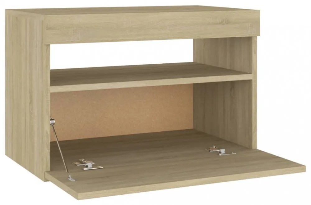 2 db sonoma tölgyszínű éjjeliszekrény LED-lámpákkal 60x35x40 cm