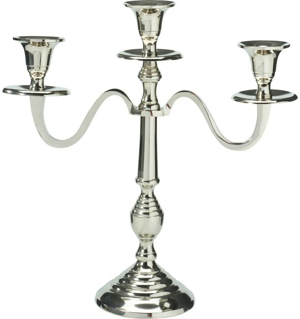 Fém gyertyatartó, 3 karos, 29x10x30 cm, ezüstszínű, dekoráció 2