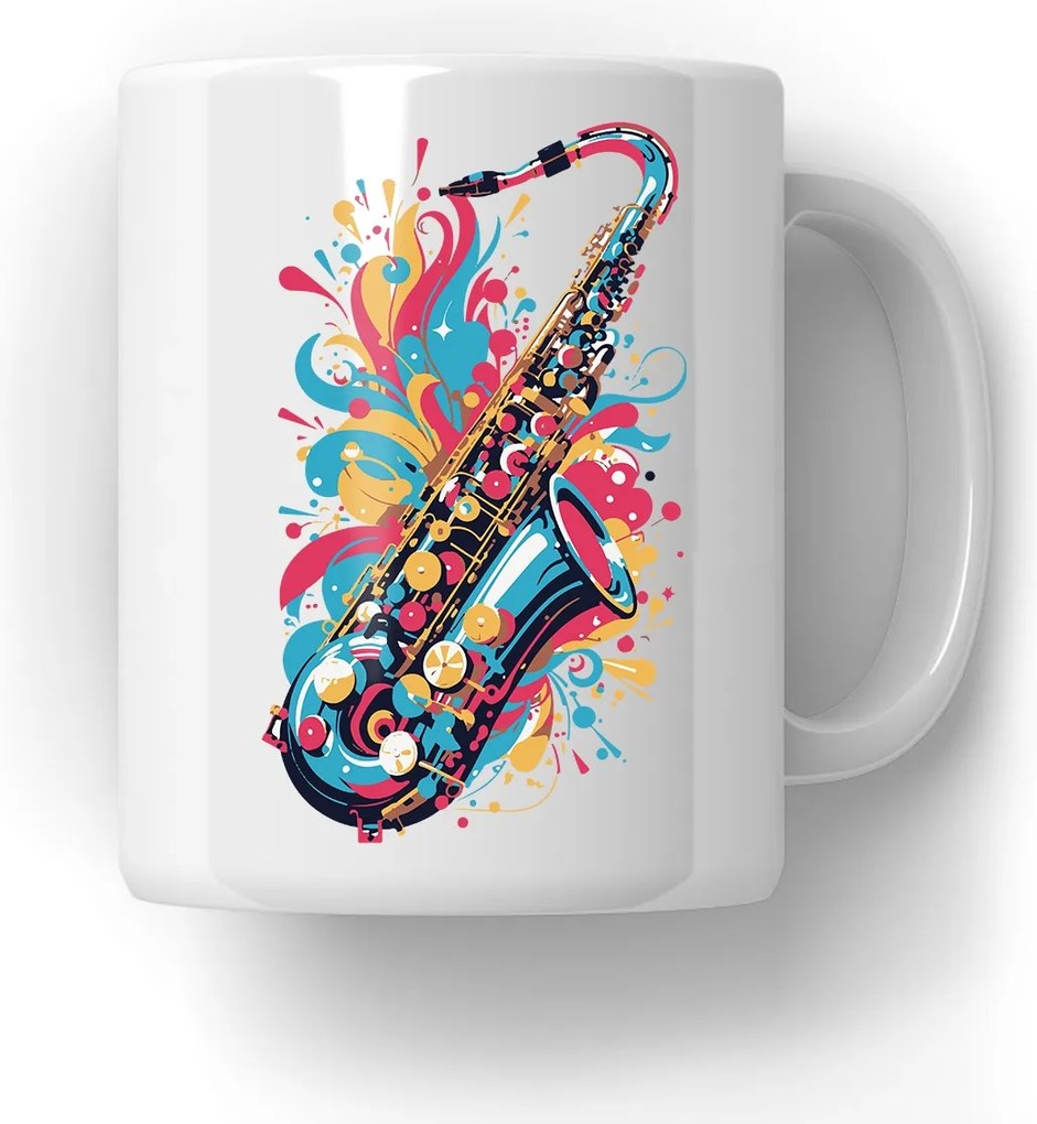 Bögre Színes Szaxofon Ajándék Zenerajongóknak 18-99 Ajándék