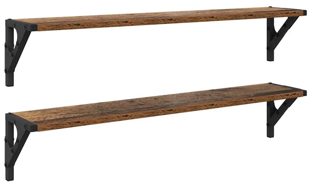 vidaXL Falpolcok polcokkal 2 pcs Öreg fa 80 x 15 x 15,5 cm Faanyag