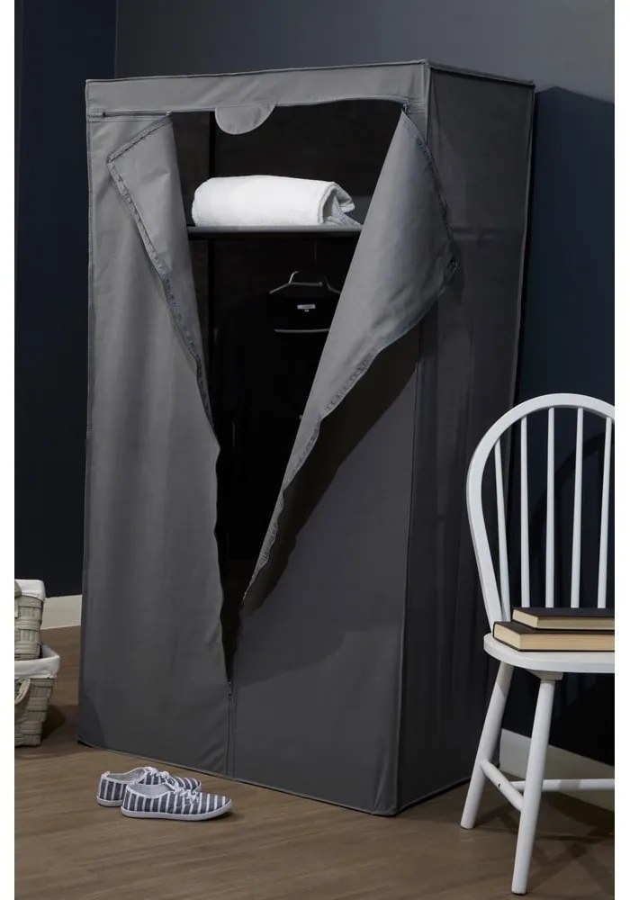 Szürke textil ruhásszekrény 90x160 cm Dara – Premier Housewares