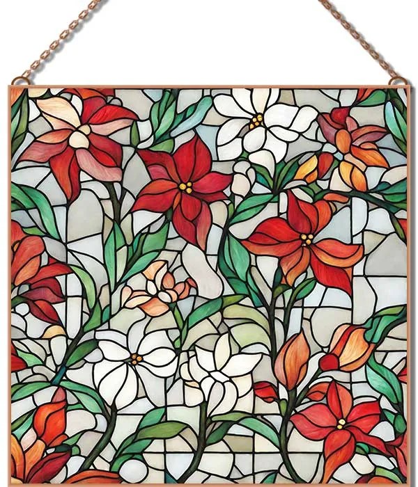 Stained-Glass-Flower-17 üvegkép, falikép