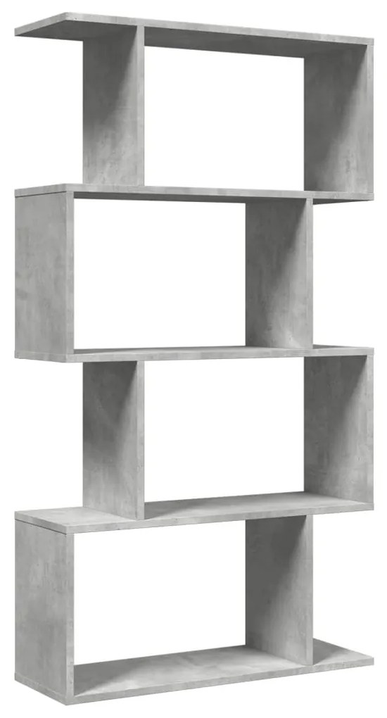 4 szintes betonszürke fa térelválasztó könyvespolc 70x24x129 cm