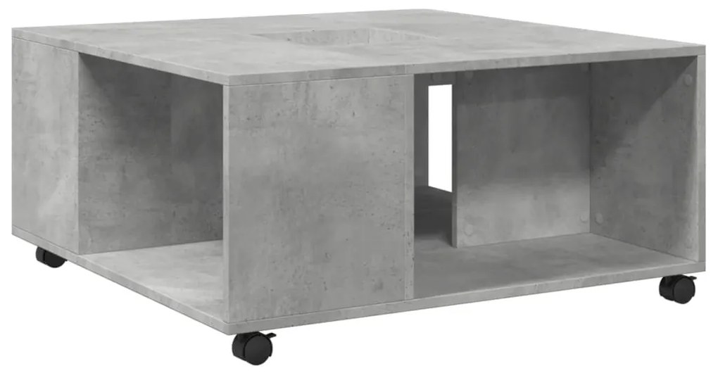 betonszürke szerelt fa dohányzóasztal 80 x 80 x 40 cm