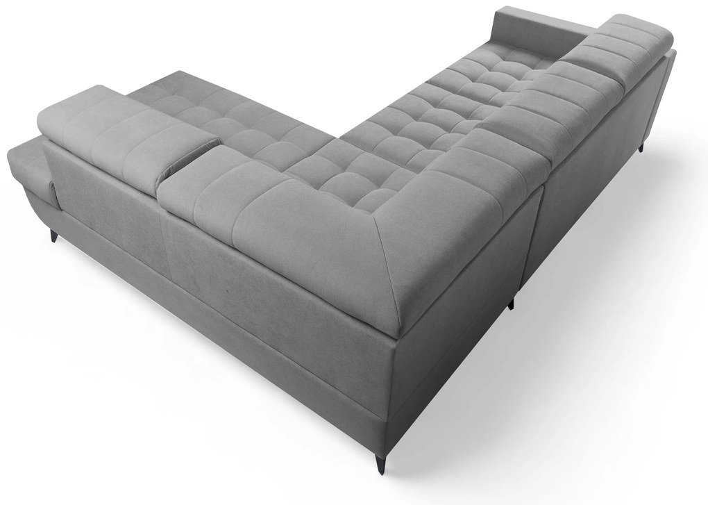 Nardo L sarokkanapé ágyfunkcióval jobb oldali - szürke plüss Pretty 17