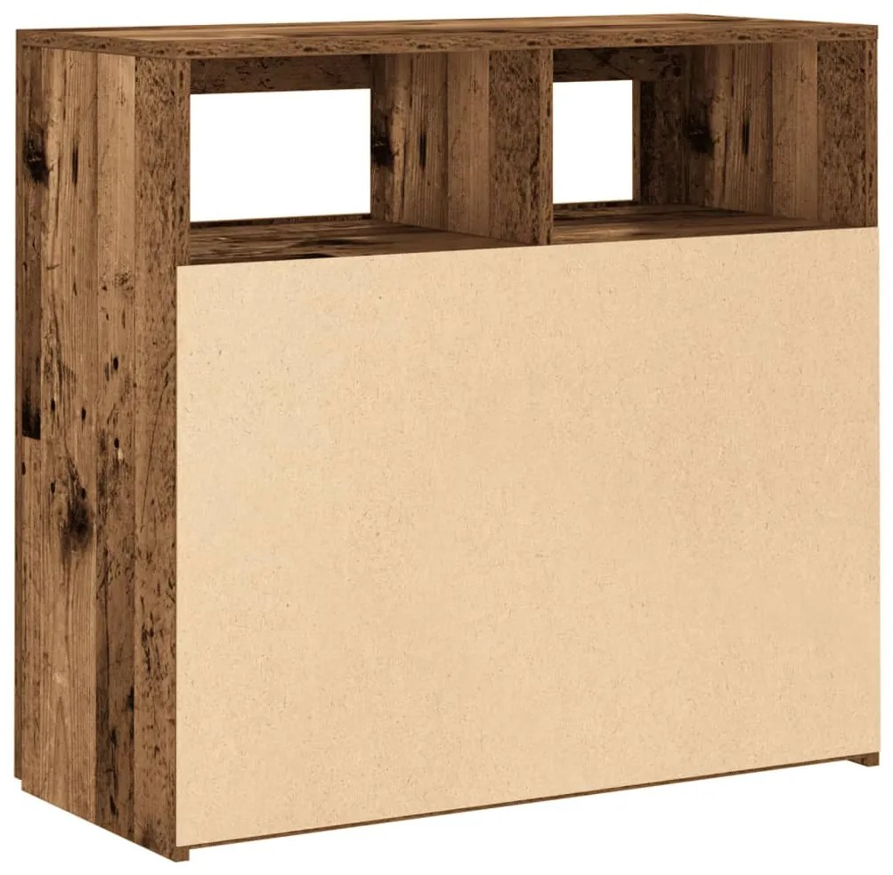 antik fa színű szerelt fa tálalószekrény LED-ekkel 80x35x75 cm