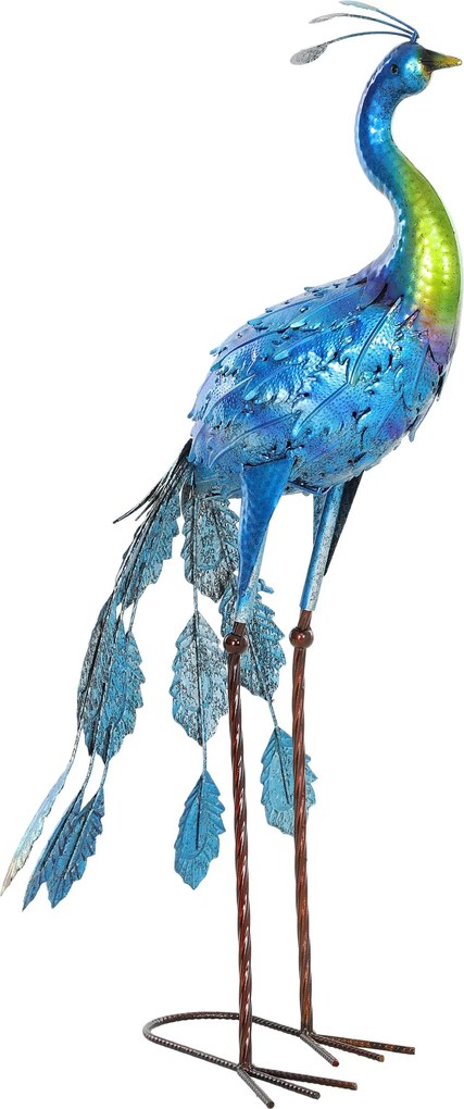 Outsunny Fém Pézsma Páva Szobor, kültéri kertdísz, időjárásálló, kertekhez, teraszokhoz, 83H cm, színes | Aosom