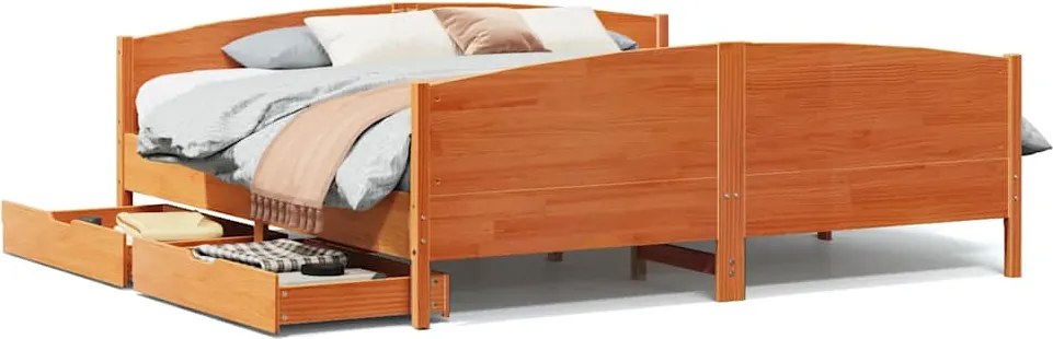 vidaXL viaszbarna tömör fenyőfa ágy matrac nélkül 200 x 200 cm