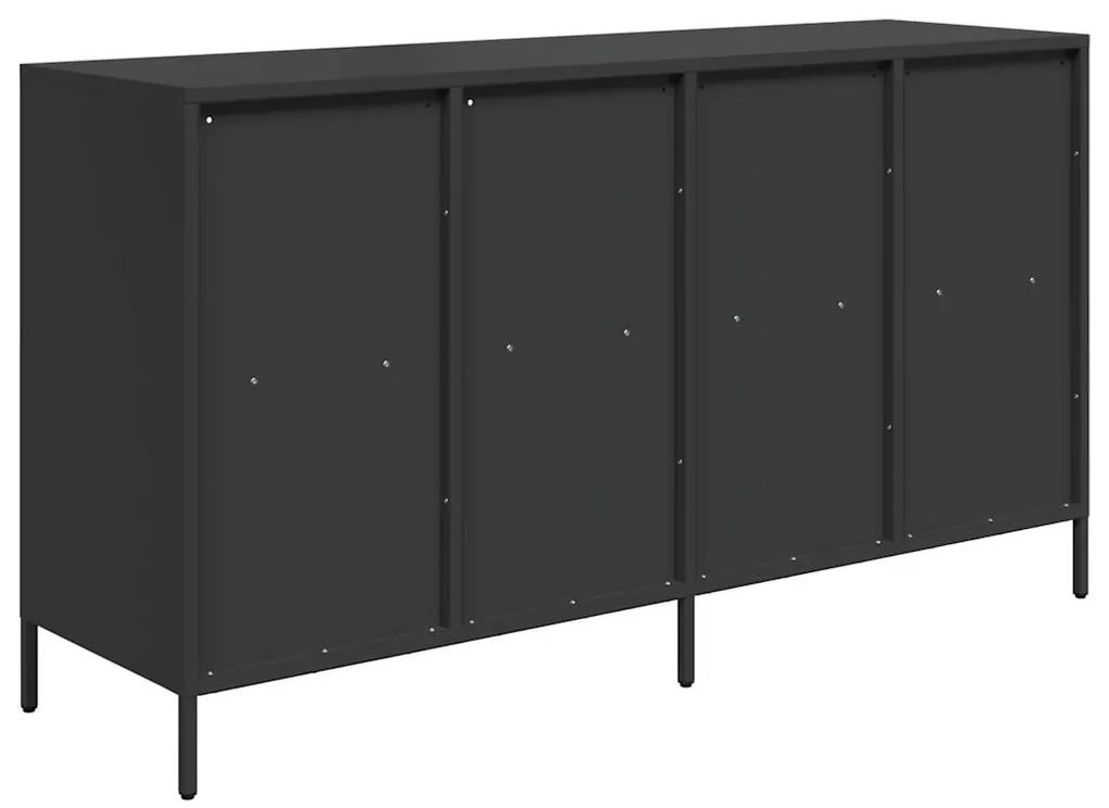 fekete hidegen hengerelt acél tálalószekrény 135x39x73,5 cm