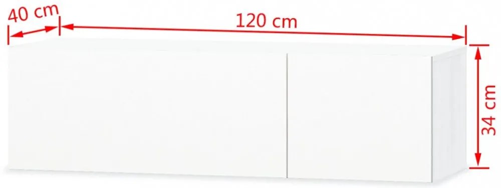 2 db fehér magasfényű furnér TV szekrény 120 x 40 x 34 cm