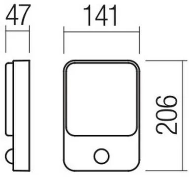 Redo 90133 - COLIN LED kültéri fali lámpa s érzékelővel 1xLED/9W/230V IP54