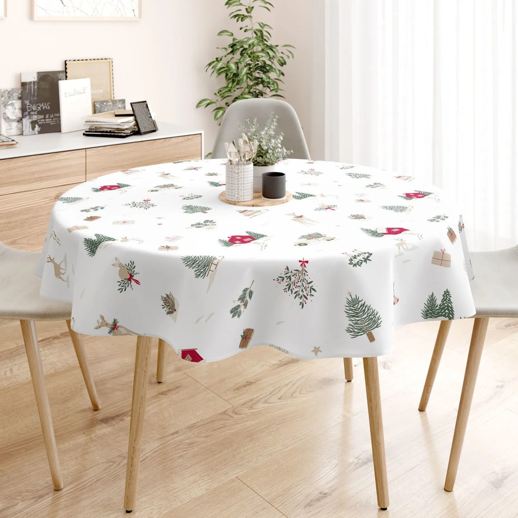 Goldea karácsonyi kör alakú pamut terítő - tradicionális karácsonyi Ø 120 cm