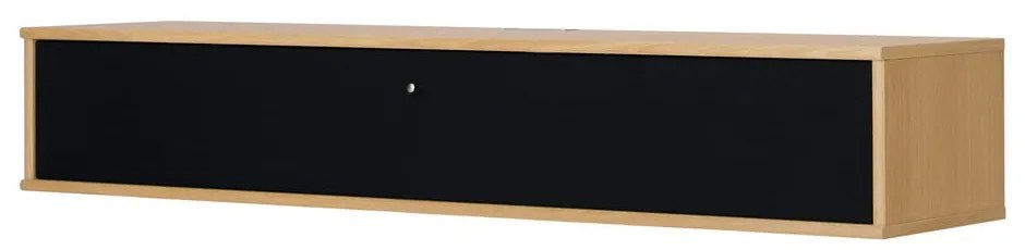 Fekete-natúr színű TV-állvány tölgyfa dekorral 133x22 cm Mistral – Hammel Furniture