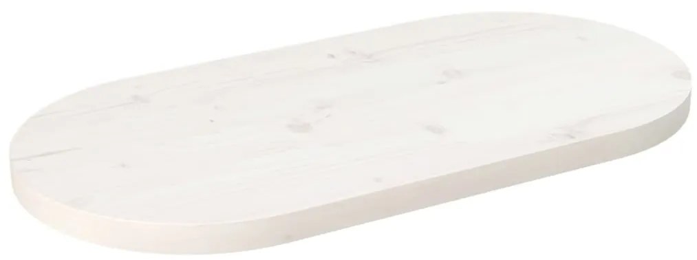 fehér tömör fenyőfa ovális asztallap 70 x 35 x 2,5 cm