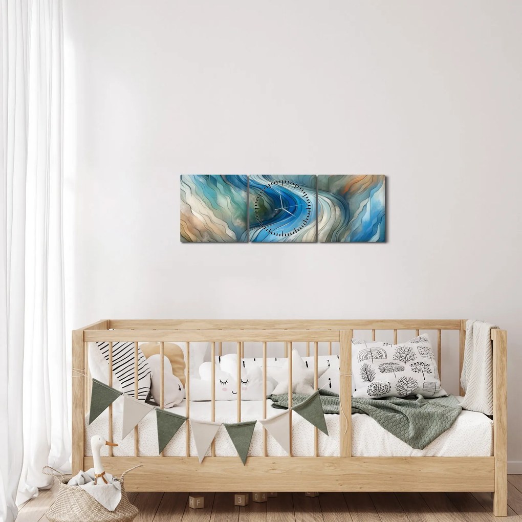 Kép - Absztrakt áramlat (órával) (90x30 cm)
