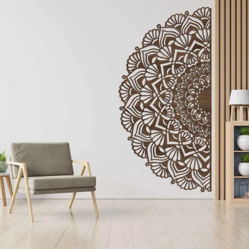 Modern, félig fából készült mandala falra | MENSIS