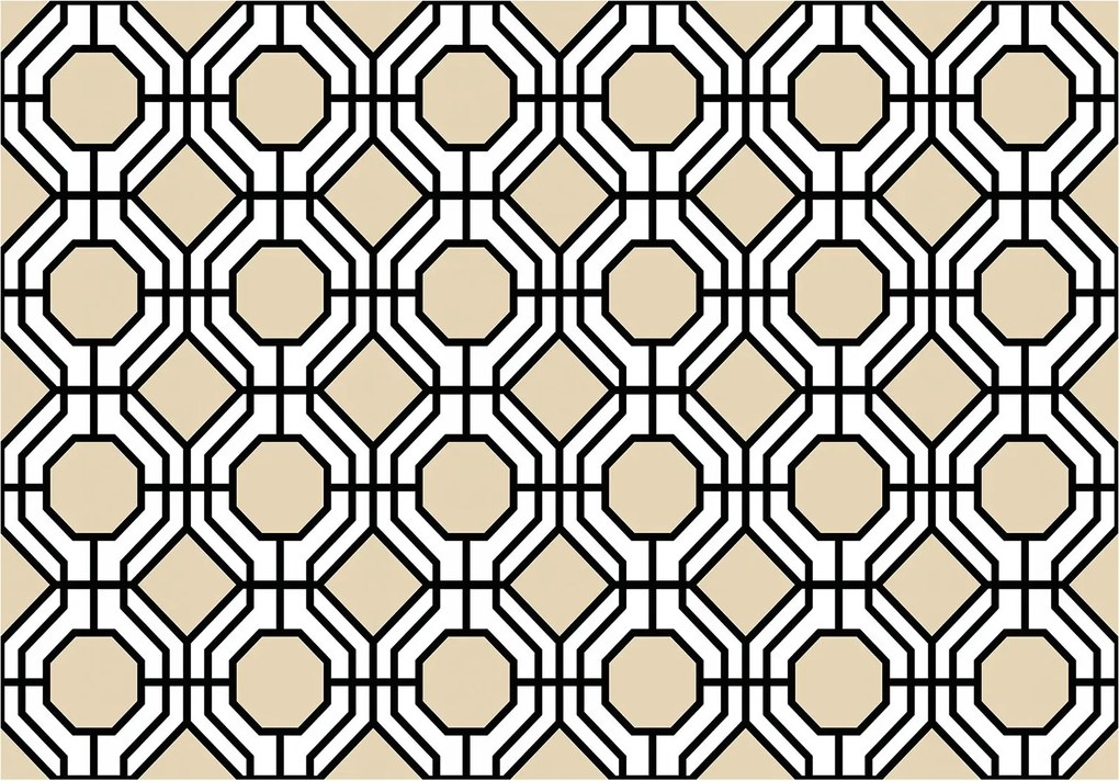 Fotótapéta Geometrikus Nyolcszög bézs-fekete modern 368x280 +ragasztó