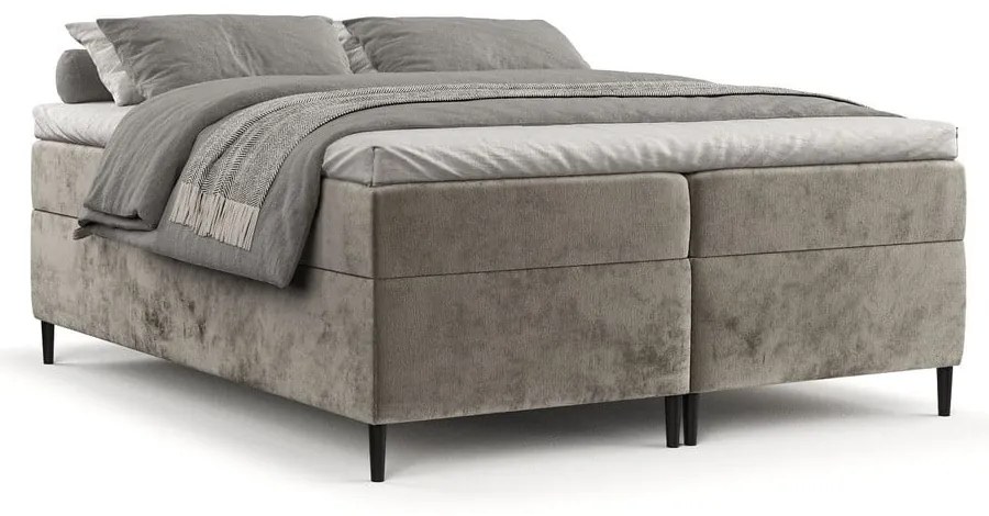 Világosbarna ágyneműtartós boxspring ágy 200x200 cm Araya – Maison de Rêve