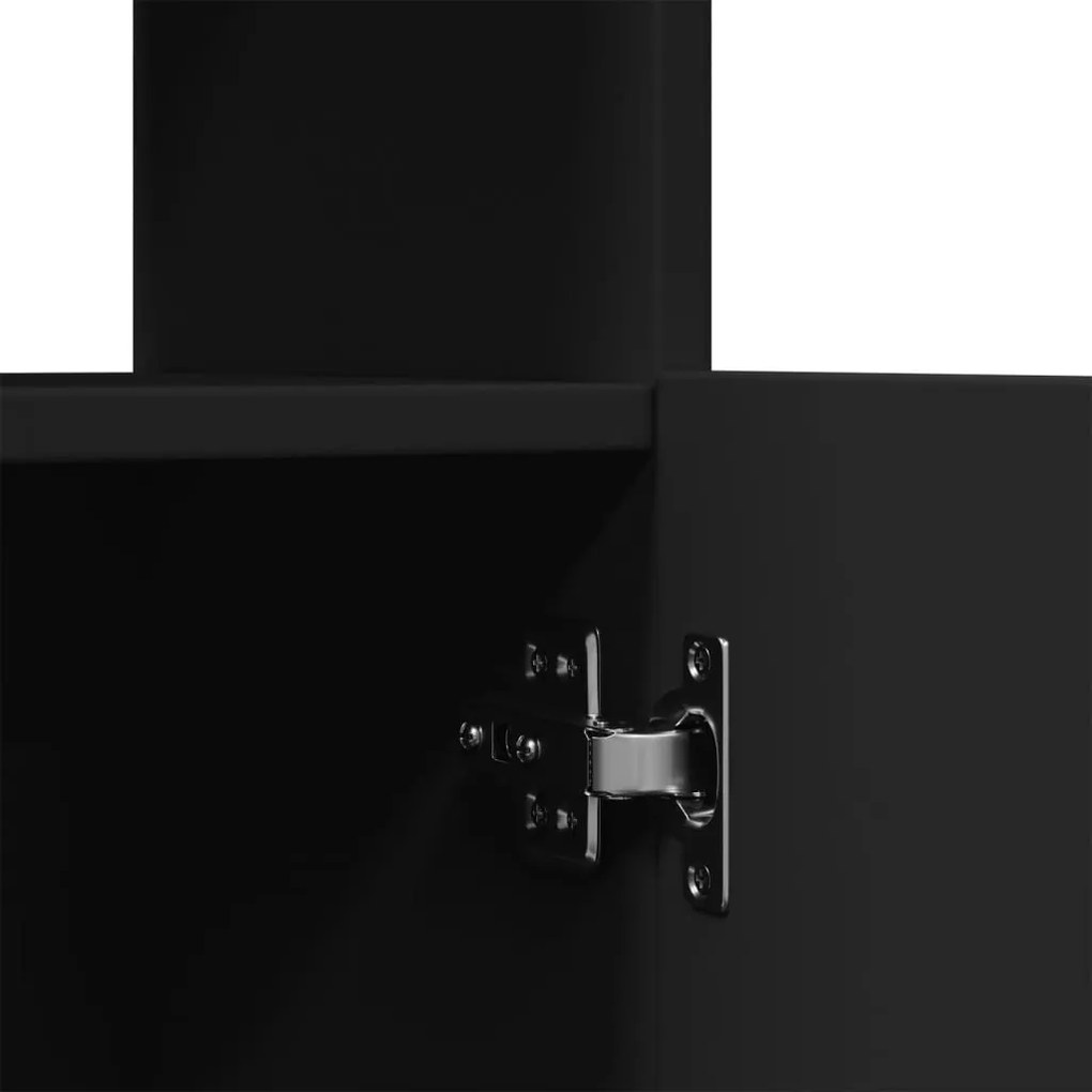 fekete szerelt fa magasszekrény 92 x 33 x 140 cm