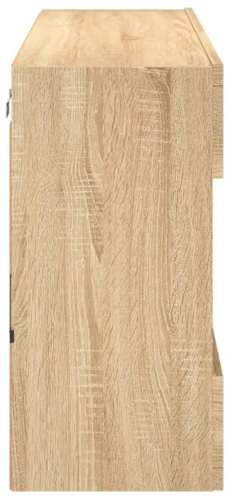 sonoma tölgy színű fali TV-szekrény LED-del 98,5x30x60,5 cm