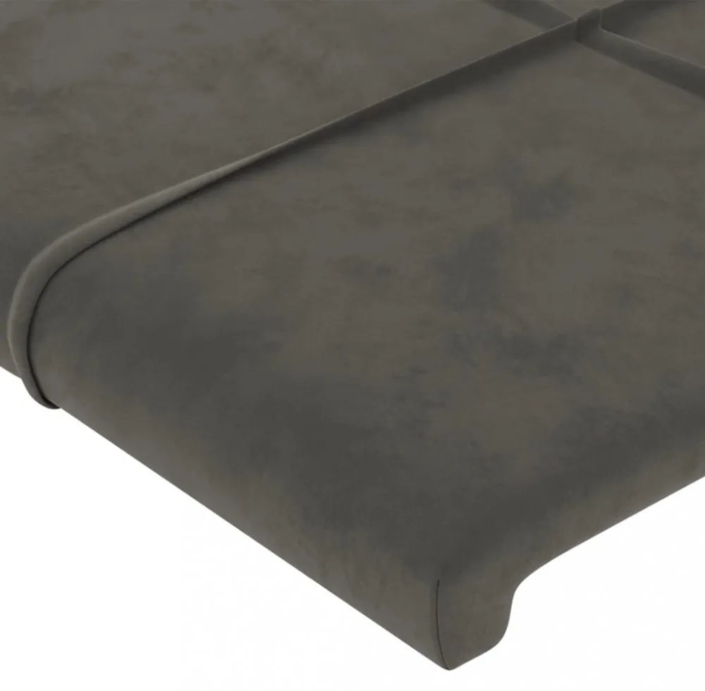 sötétszürke bársony LED-es fejtámla 100x5x118/128 cm