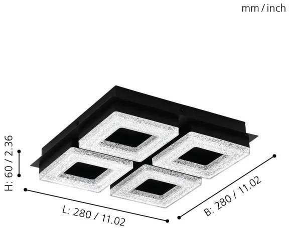 Eglo 99326 - FRADELO LED mennyezeti lámpa 4×LED/4W/230V