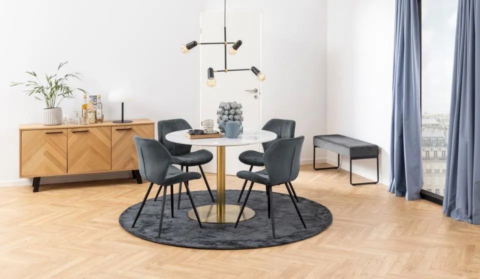 Corby márvány étkezőasztal fehér-arany 105 cm