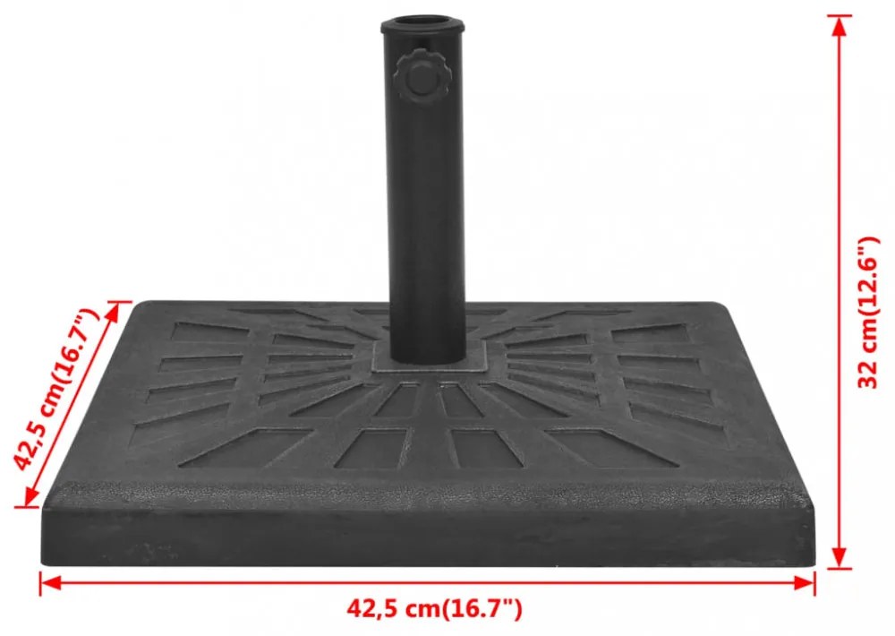 négyszög alakú, fekete gyanta napernyő talp 12 kg
