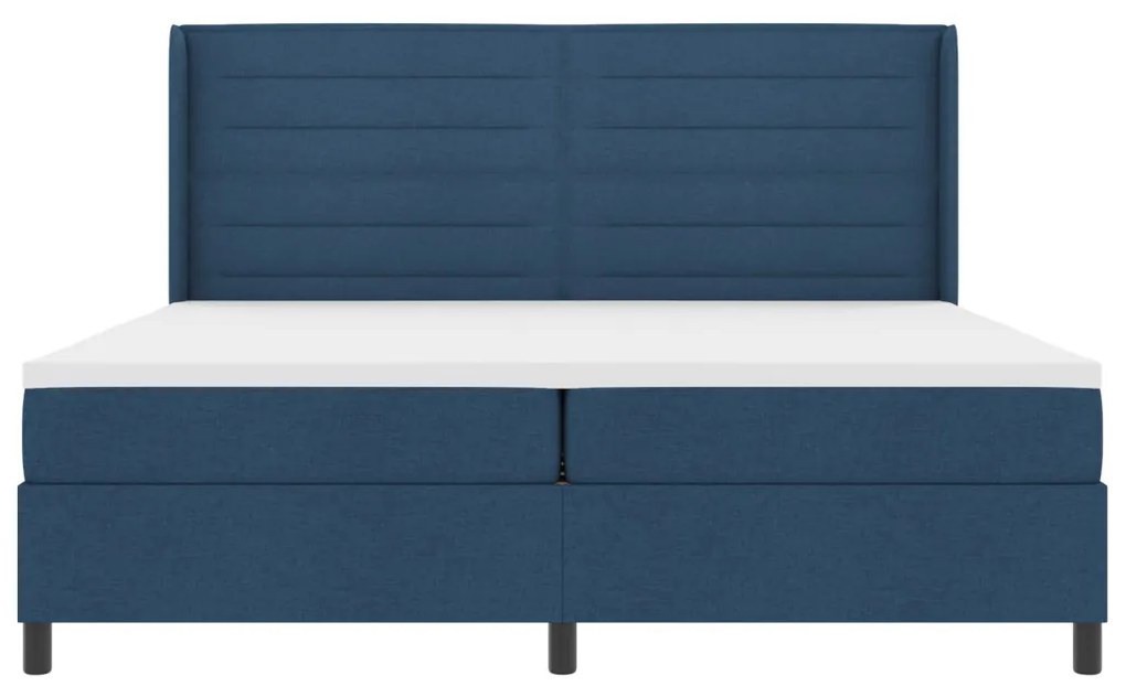 Boxspring Ágy Matraccal Kék 200x200 cm Szövet
