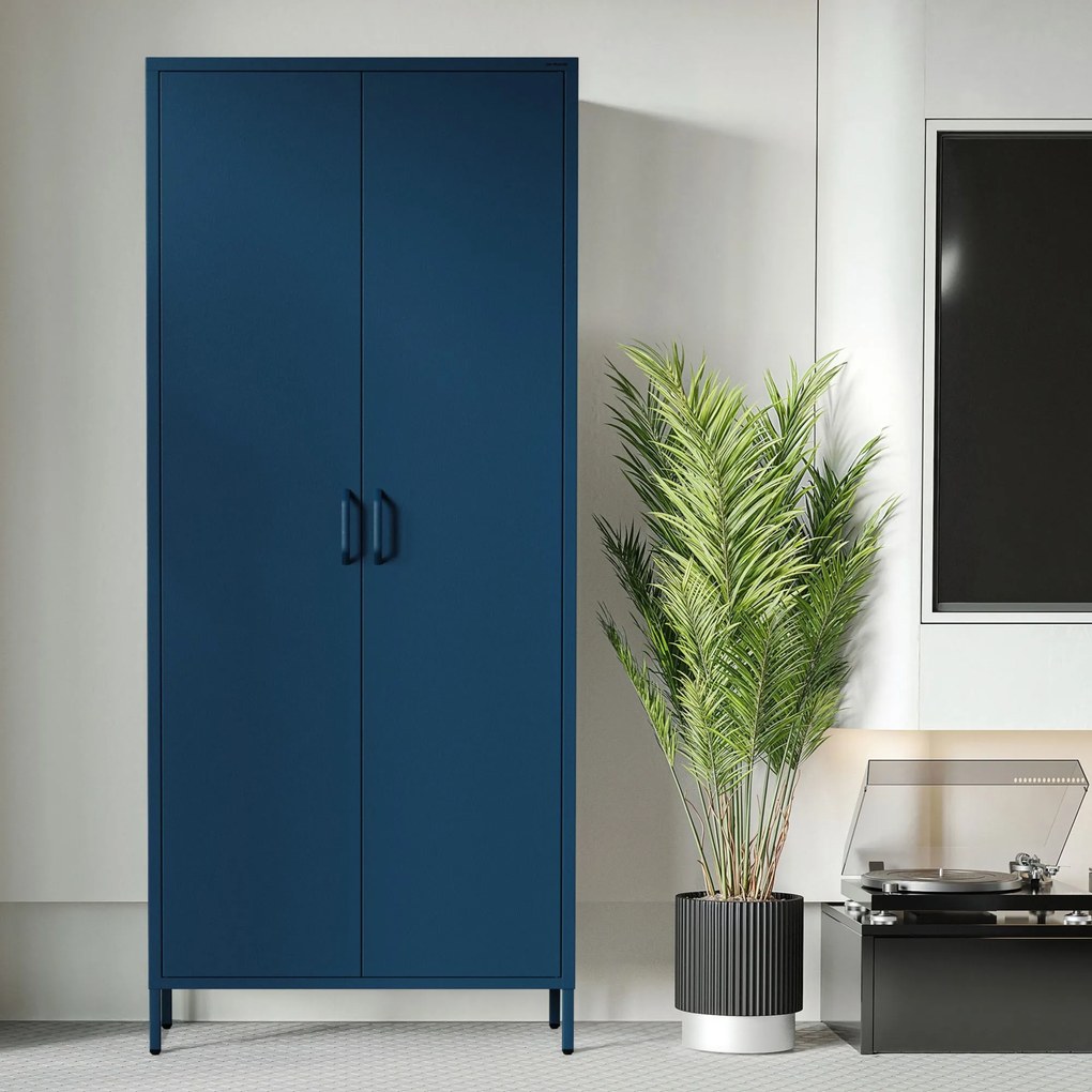 Gardróbszekrény FLAVIO, 800 x 1850 x 450 mm, Modern: sötétkék