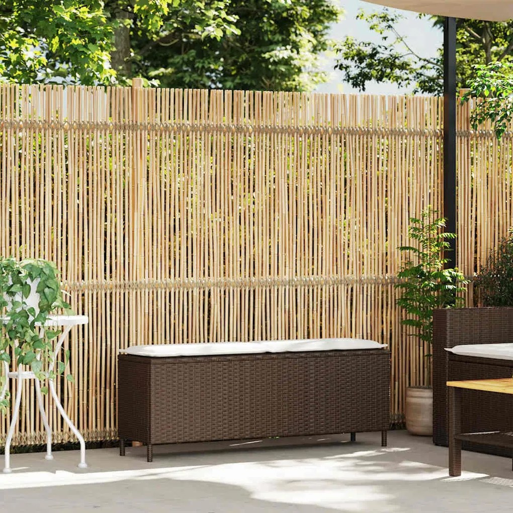 Barna polyrattan kerti pad párnával 110x30x40,5 cm