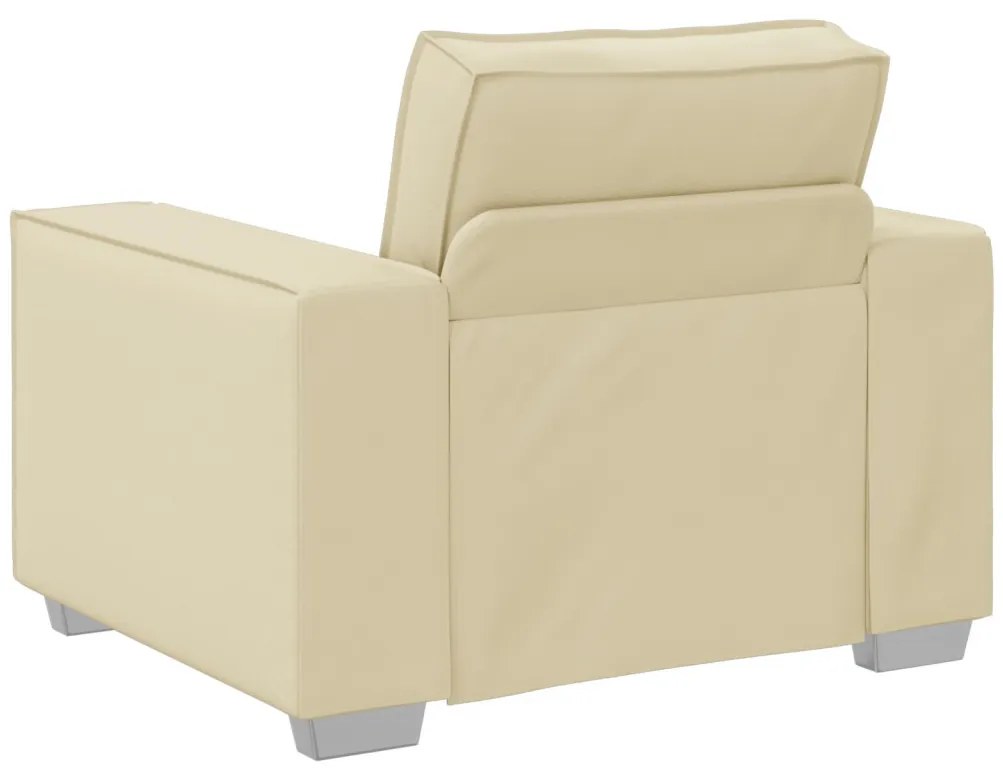 Krémszínű Fotel 59 cm Műbőrből