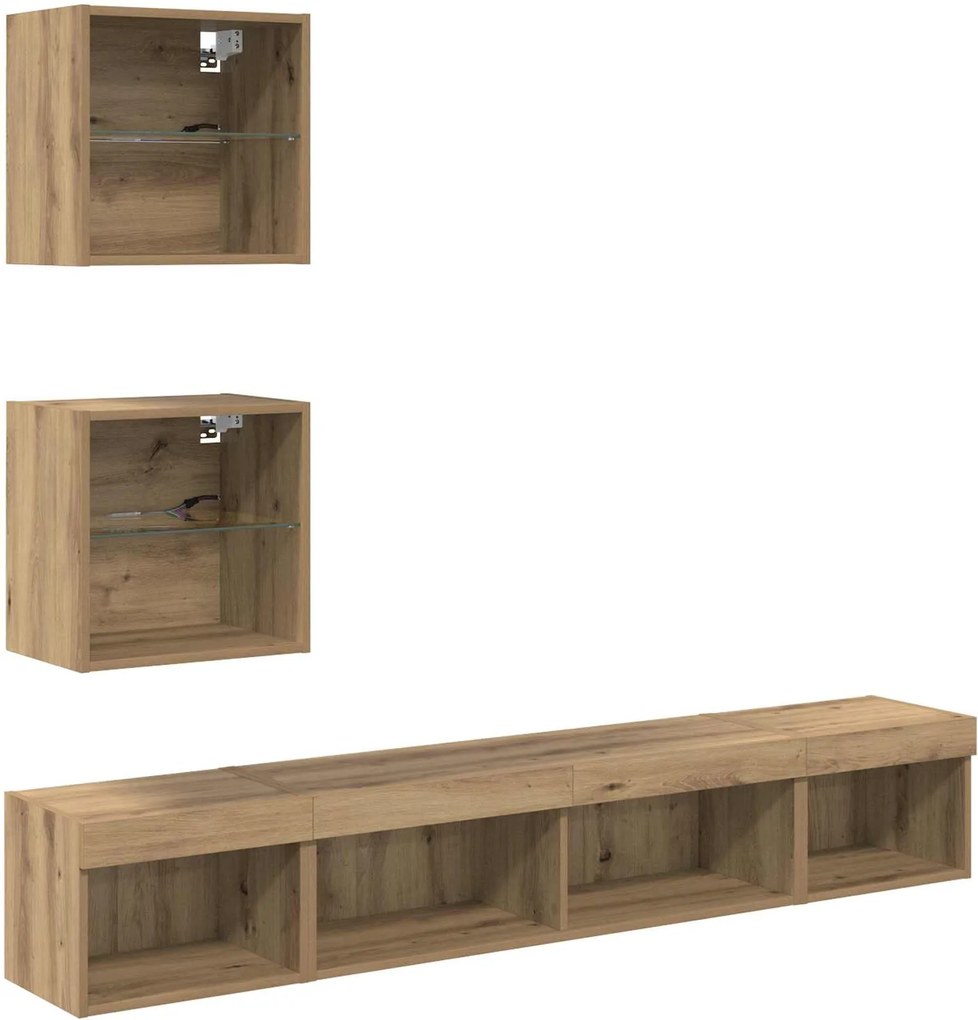 vidaXL TV Fali Egységek LED-del leddel 5 pcs Artisan tölgy Faanyag