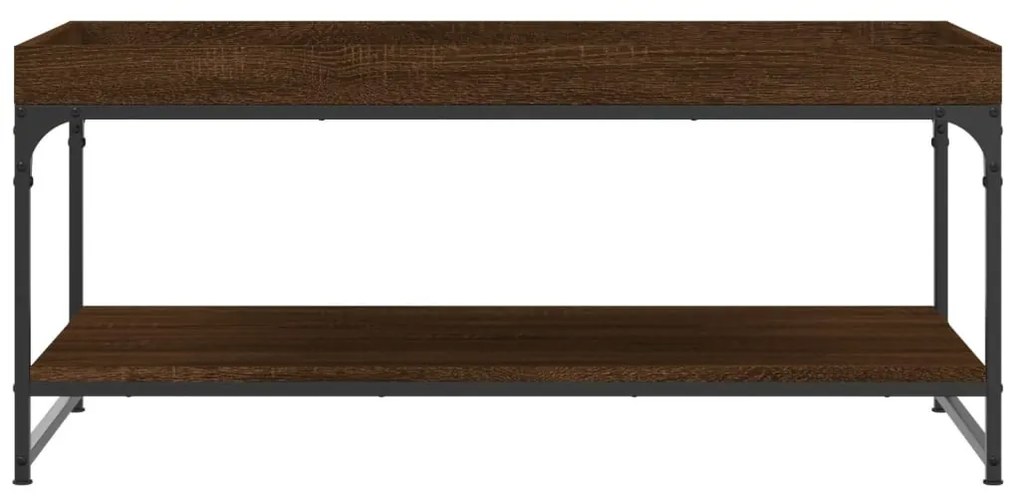 Barna tölgyszínű szerelt fa dohányzóasztal 100x49x45 cm