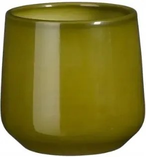 Kerámia kaspó fedő boho zöld 14 cm 1db