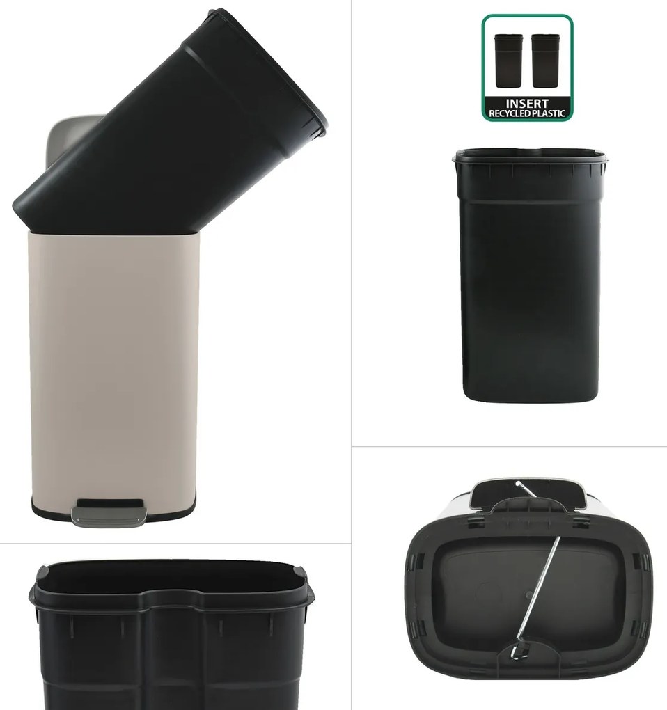 Spirella Soft-close Akira pedálos hulladékgyűjtő 30 l, matt szürkésbarna, 30 l