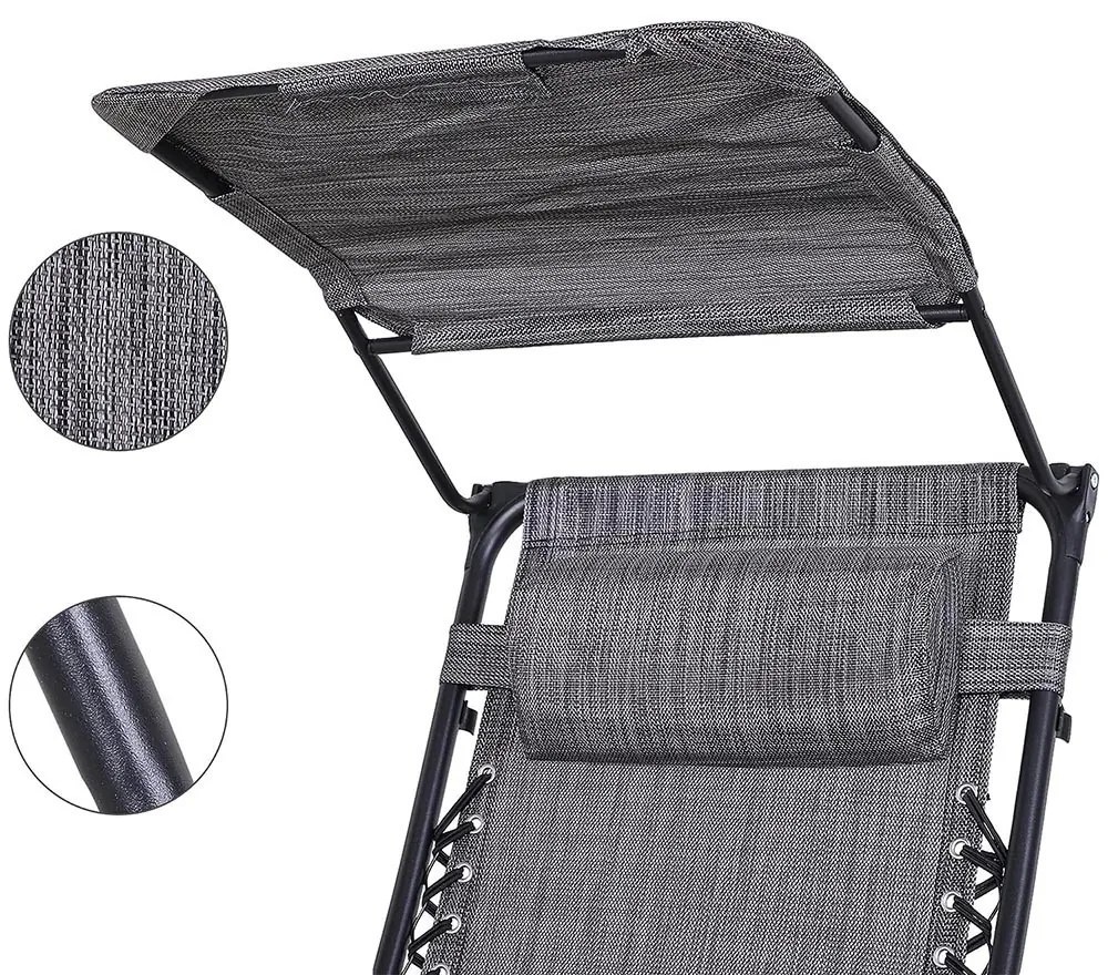 Zéró gravitáció szék napellenzővel és pohártartóval 2 db, több színben-szürke